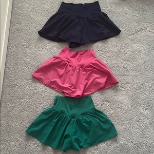 Aerie Athletic Shorts Blue and Pink Flared Design